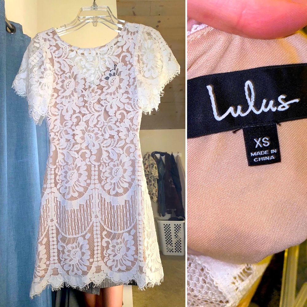Lulu’s White Lace Midi Dress